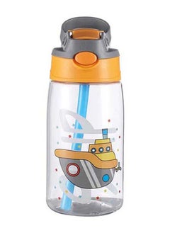 Buy Kids Water Bottle with Silicone Straw and Handle, Easy Use for Girls and Boys, BPA-free Water Bottle for Kids 480 ML- Grey/ Orange in UAE