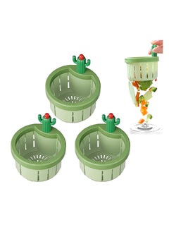 Buy 3PCS Cactus Kitchen Sink Drain Strainer, Press Automatic Dumping Basket, Multi-Functional Home Use Sink Draining Basket Filter Net Lifting Basket, Kitchen Waste Collector Filter for Sinks (Green) in UAE