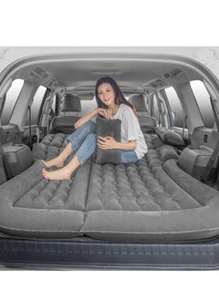 Buy 7-Pieces Air Mattress Inflatable Bed for Car Travel and Camping Sleep with 2 Pillows 180K Black in Saudi Arabia