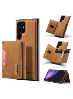 Buy Wallet Case for Samsung Galaxy S23 Ultra, DG.MING Premium Leather Phone Case Back Cover Magnetic Detachable with Trifold Wallet Card Holder Pocket (Brown) in Egypt
