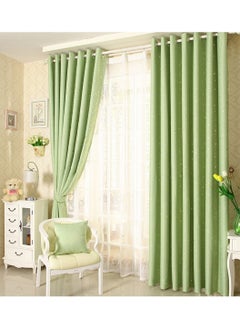 اشتري 2-Piece Star Print Blackout Curtains Green 100x250cm في السعودية