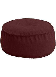 Buy Linen Round Ottomans Floor Cushion Maroon Red in Saudi Arabia