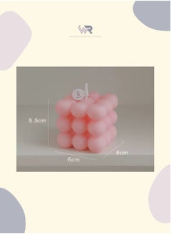 Buy Cube-shaped soy wax candle with pink bubbles in Saudi Arabia