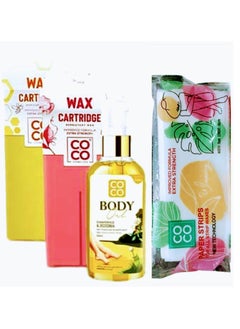 Buy Coco Wax Hair Removal Set: 2 Pieces Of Wax, Oil And Wipes in Egypt