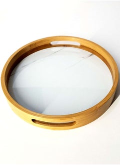 Buy Round Marble Design Wooden Tray Set in Saudi Arabia