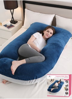 Buy Pregnancy Pillow G-Shape Long Maternity Pillow, 180 Cm Full Body Support, Removable and Washable Velvet Cover-Complete Support for Back, Hips, Legs, Belly, Grey Blue in UAE