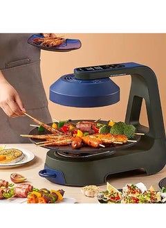 Buy Smokeless grill machine, 1390W smokeless electric oven with LCD display, 360° automatic rotating grill plate and 11 adjustable temperatures, removable grill plate, suitable for parties, camping, and various family occasions in Saudi Arabia