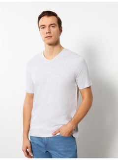 Buy V Neck Short Sleeved Basic Combed Cotton Men's T-Shirt in Egypt