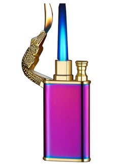 Buy Refillable Magic Windproof Dual Arc Double Flame Lighter Gold Crocodile Purple Body (Without Gas) in UAE