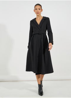 Buy Belted Wool Like Wrap Blazer Winter Midi Dress in Saudi Arabia