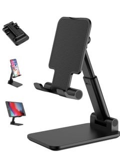 Buy Adjustable Cell Phone Stand, Foldable Phone Holder Tablet Stand for Desk, Angle Height Adjustable Cell Phone Stand Compatible with Phone 11 Pro Xs Xs Max Xr, Mini,Tablets (Black) in UAE