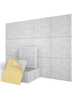 Buy 12Pack Acoustic Panels Sound Proof Padding Bevled Edge Polyester Fiber Panels High Density Acoustic Treatment Wall Decoration for Home Office Studio 12X12X0.35inch Grey in UAE