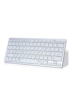 Buy NTECH Arabic English Wireless Portable Bluetooth Keyboard Compatible For iPad Pro Air Mini iOS Android Tablet And iPhone etc in UAE