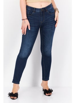 اشتري Women Skinny Fit Solid Stretchable Denim Jeans, Wash Blue في الامارات