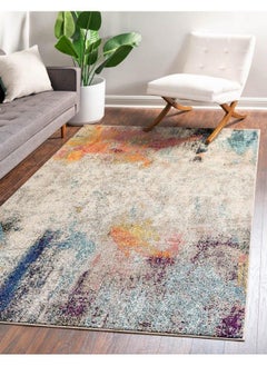 اشتري Chromatic Collection Modern Colorful & Vibrant Abstract Area Rug For Any Home Décor (3' 3 X 5' 3 Rectangular Beige Pink) في الامارات