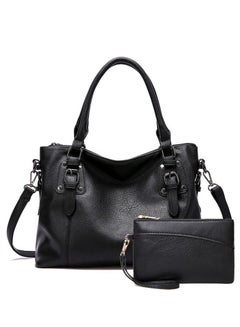 Buy Large Crossbody Bags Ladies Shoulder Handbags Purse Set for Women Hobo Totes PU Leather Purses and Handbags Shoulder Bag Vegan Leather Tote Black in UAE