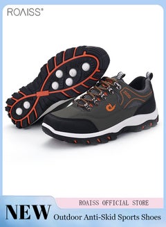 Buy Men's Non Slip Contrast Hiking Shoes Lace Up Mesh Rubber Soft Soled Travel Shoes Classic Colors Versatile Outdoor Adventure Camping Hiking Shoes in UAE
