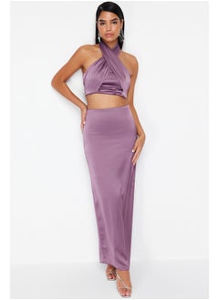 اشتري Purple Satin Maxi Skirt TPRSS24ET00005 في مصر