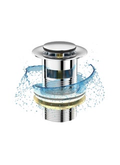 Buy Slotted Pop Up Sink Plug in Chrome Finish, Strainer Accessories Basin Sink Waste, Modern Bathroom Sink Waste Plug with Overflows in Saudi Arabia