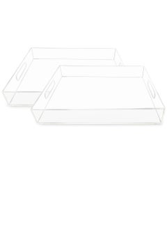 Buy Acrylic Transparent Rectangular Tray For Serving Set of 2 in UAE