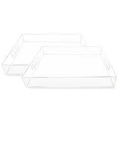 Buy Acrylic Transparent Rectangular Tray For Serving Set of 2 in UAE