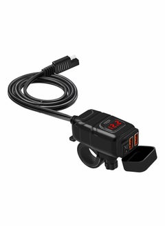 اشتري Motorcycle USB Phone Charger 6.8A, QC3.0 Fast Charging Dual Port, SAE to USB Adapter with Voltmeter ON/Off Switch Fuse Waterproof Quick Disconnect Plug for Smart Phone Tablet GPS 7/8inch Handlebar في الامارات