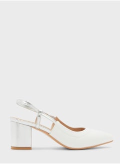 Buy Colourblock Block Heel Slingback Pointed Pump in UAE