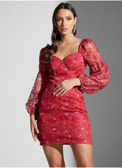 Buy Sweetheart Neck Puff Sleeve Dress in Saudi Arabia