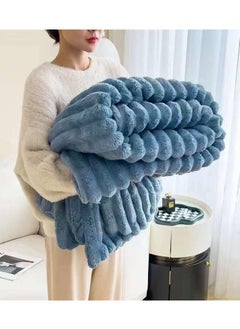 Buy COMFY WARM THICK WINTER EMBOSSED SOFT LUXURIOUS BLANKET KING SIZE BLUE in UAE