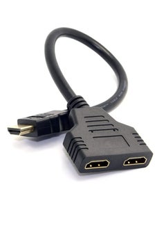Buy 1080p Hdmi Male to Dual Hdmi Female 1 to 2 Way Hdmi Splitter Cable Adapter Converter for DVD Plays,PS3,HDTV,LCD Monitor and Projectors,Signal One in,Two Out in UAE