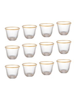 Buy Arabic coffee cups set with golden calligraphy, 12 pieces in Saudi Arabia