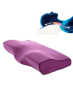 Buy Contour Memory Foam Pillow for Neck Pain Relief for Side Back Stomach Sleepers Purple in UAE