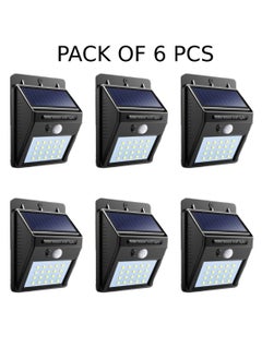 Buy Pack Of 6 Pcs 20 LED Solar PIR Motion Sensor Outdoor Night Wall Lamp in UAE