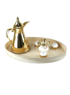 Buy LAMSIT IBDAA Oval Leather Tray | Decorative Tray | Serving Platter in UAE