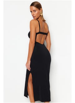 اشتري Black Fitted Maxi Knitted Backless Beach Dress TBESS23EL00116 في مصر