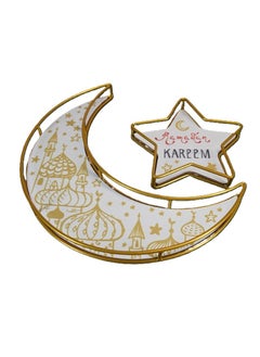 Buy 2 Pcs Moon Star Shape Eid Ramadan Serving Tray Home Craft Ornaments in Saudi Arabia