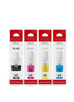 Buy GI-40 PGBK/C/M/Y (4-Pack Pigment Black Cyan Magenta Yellow) GI 40 Compatible Ink Bottle Replacement for Canon Guaranteed Compatibility with PIXMA G6040 G5040 GM2040 G7040 GM4040 in UAE