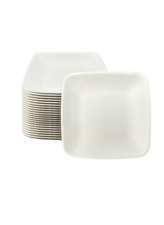 Buy White Square Sugar Pulp Mini Plates Elegant Event Appetizer Serving Dish Pack of 100 Pcs in UAE