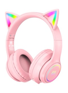 Buy B90 Bluetooth Cat Ear Headphones For Kids Wireless & Wired Mode Foldable Headset With Mic RGB LED Light in Saudi Arabia