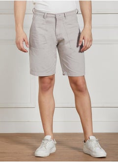 Buy Solid Relaxed Fit Shorts with Belt Loops in Saudi Arabia