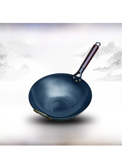 Buy Traditional Iron Wok Non-Stick Uncoated 40cm [round] 1.35 thick wooden handle iron pot [hand boiling]] in UAE