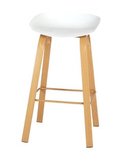 Buy Wood bar stool for the kitchen plastic base modern design white color osss in Saudi Arabia
