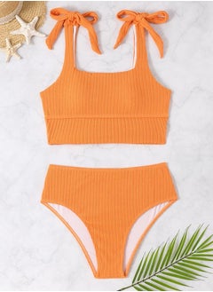 Buy 2 Piece Beach Bow Swimsuit Bikini Orange in UAE