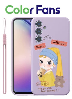 اشتري Case for Samsung A54 5G Silicone Milk Tea Girl Pattern Cover Soft Purple في السعودية