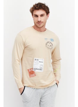 Buy Men Sportswear Fit Outdoor Short Sleeve T-Shirt, Beige in UAE