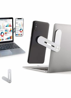 Buy Adjustable Side Mount Clip for Laptops, Aluminum Alloy Expansion Bracket with Rotatable Phone Holder Stand, Compatible with All Smartphones for Dual Screen Use in UAE