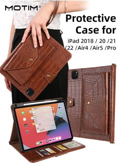 Buy Leather Case for iPad Pro 11" (2nd/3rd/4th Gen Air4/Air5) and Handbag Smart Sleeve and Tri-Fold Stand /Pencil Holder /Wallet iPad Crossbody Bag Case 2 IN 1 Shoulder Strap Protective Cover in UAE