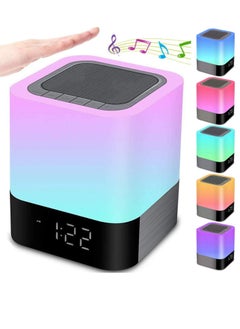 Buy Night Lights Bluetooth Speaker, Alarm Clock Bluetooth Speaker Touch Sensor Bedside Lamp Dimmable Multi-Color Changing Bedside Lamp, MP3 Player, Wireless Speaker with Lights in UAE