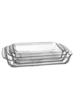 Buy Mexican 3-piece rectangular glass oven tray set in Saudi Arabia