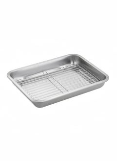 Buy Stainless Steel Oil Rack Tray With Net Filter Oil Drain Basin Cooked Food Tray Barbecue Tray - 49.5*34.5*4.9CM in Saudi Arabia